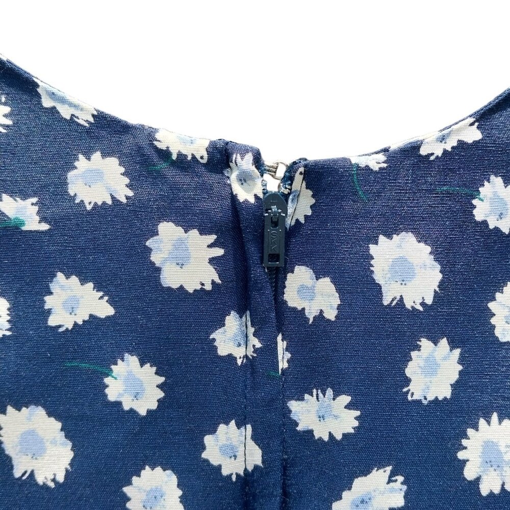 The Limited Floral Short Sleeve Romper with Pockets, Vintage, Navy Blue, Small - Picture 6 of 9